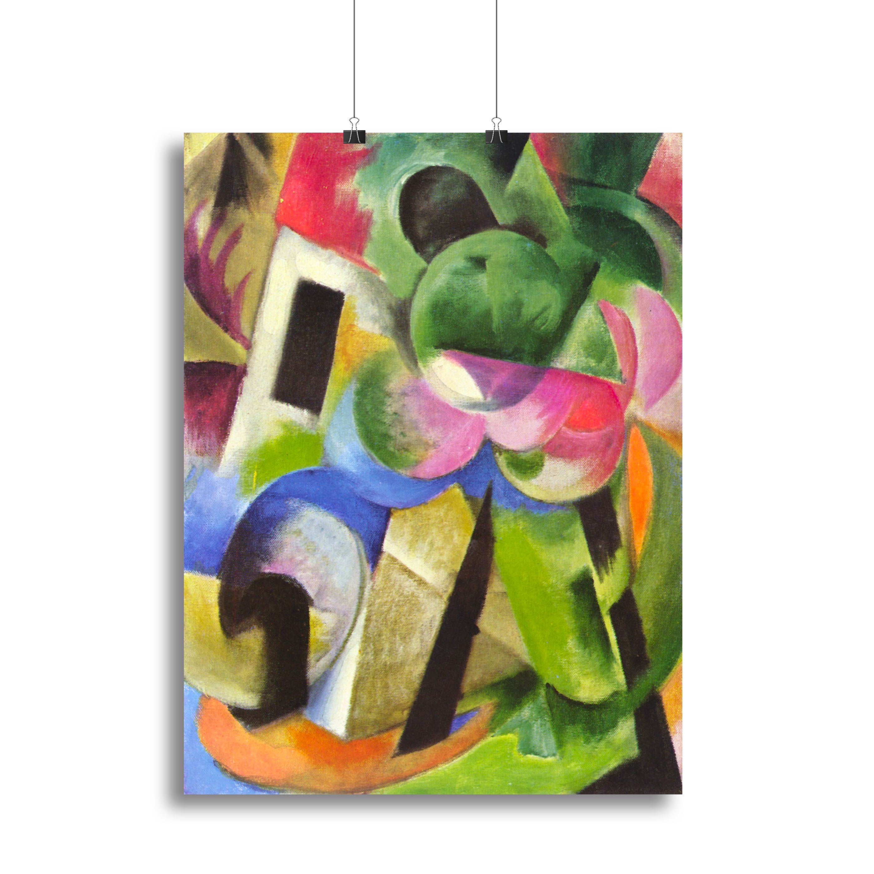 House with trees by Franz Marc Poster - Unframed