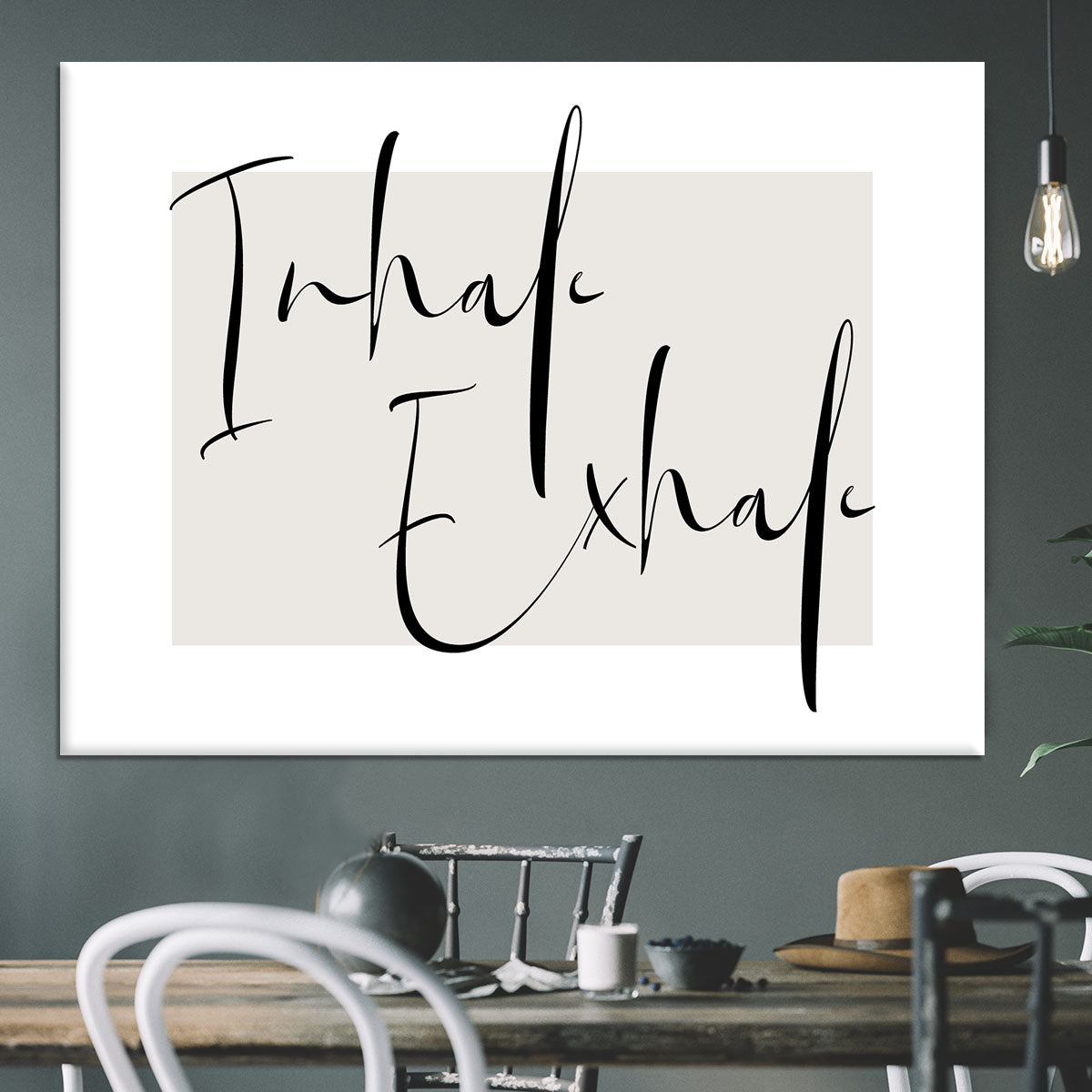 Inhale Exhale Cursive Canvas Print or Poster - Canvas Art Rocks - 3