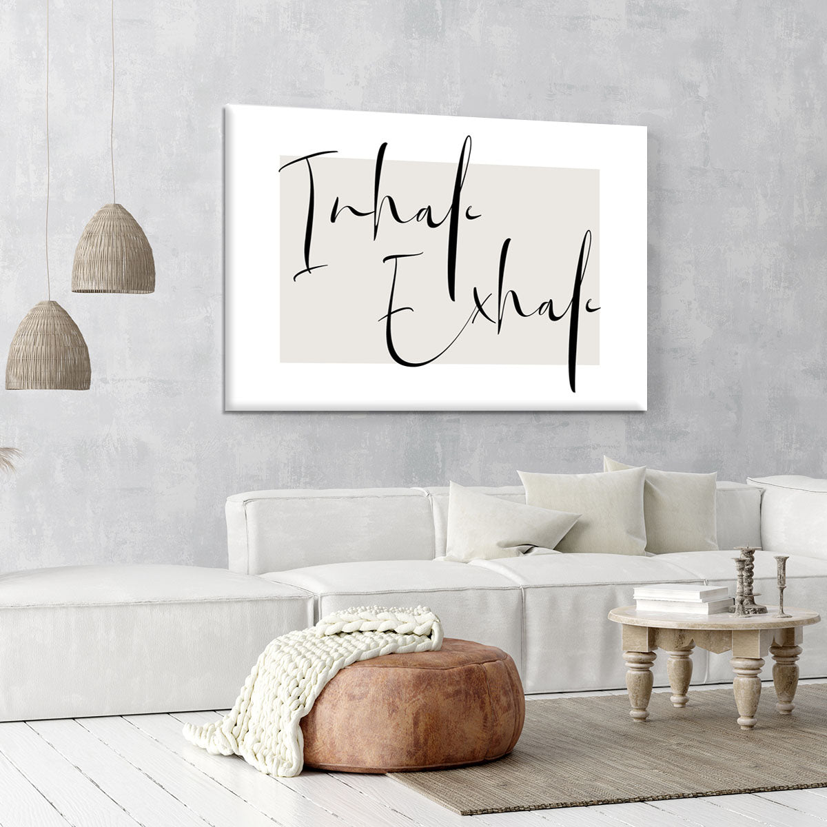 Inhale Exhale Cursive Canvas Print or Poster - Canvas Art Rocks - 6