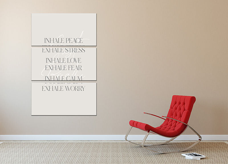 Inhale Peace Exhale Stress 3 Split Panel Canvas Print - Canvas Art Rocks - 2