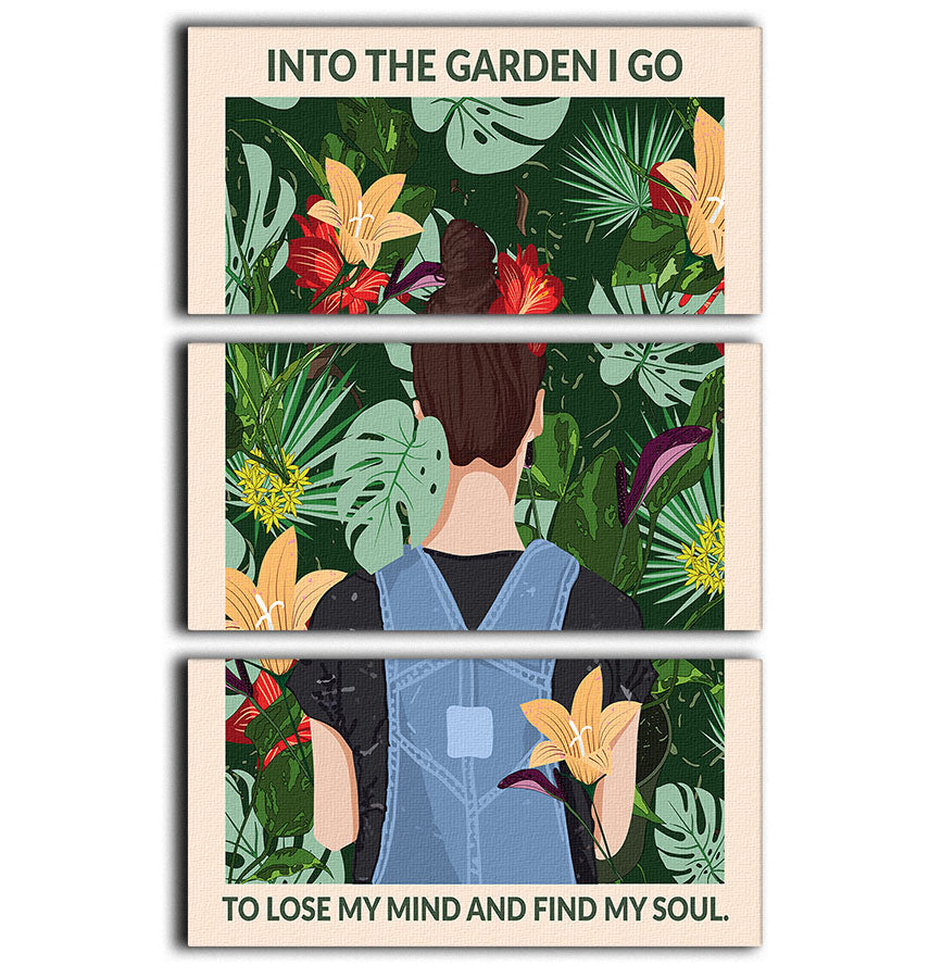 Into the Garden Standard Wall Art 3 Split Panel Canvas Print - 1x - 1