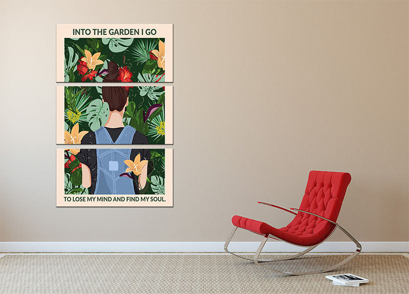 Into the Garden Standard Wall Art 3 Split Panel Canvas Print - 1x - 2