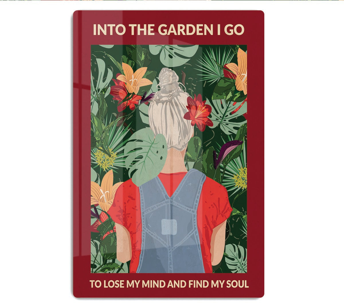 Into the Garden grey a Burgundy Acrylic Block - 1x - 1