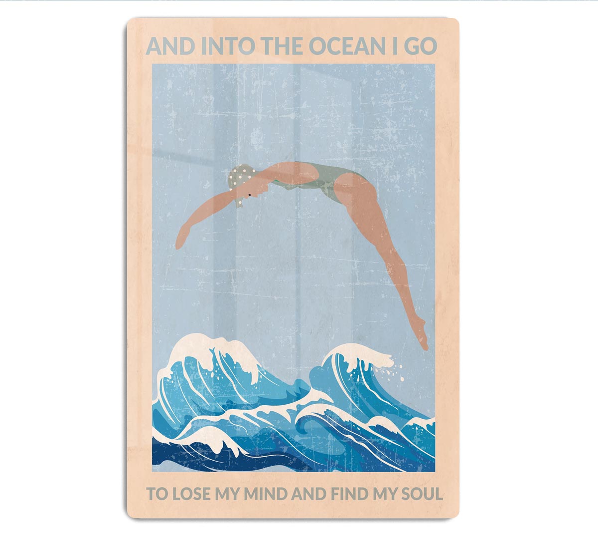 Into the Ocean I Go grey Acrylic Block - 1x - 1