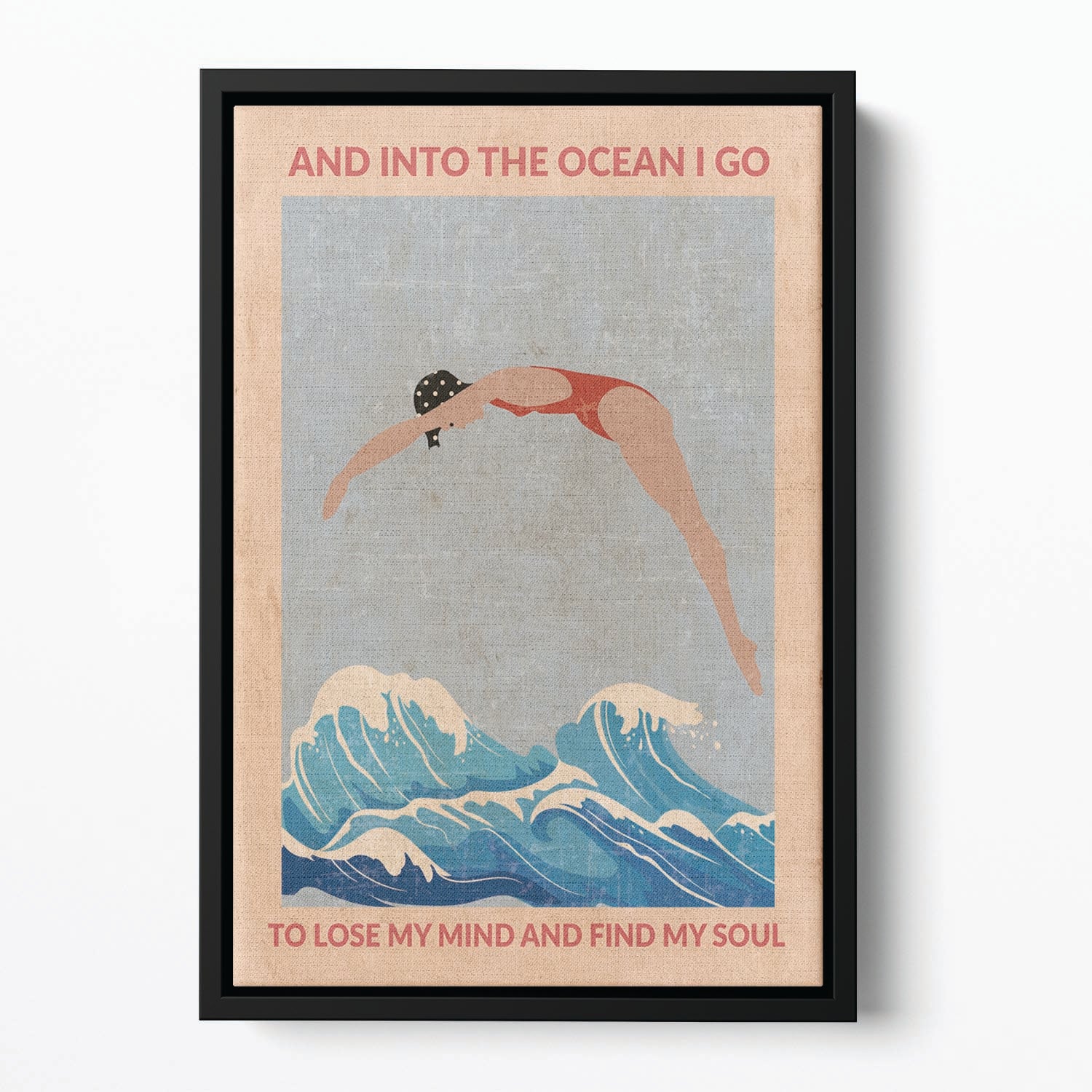 Into the Ocean I Go red Floating Framed Canvas - 1x - 2