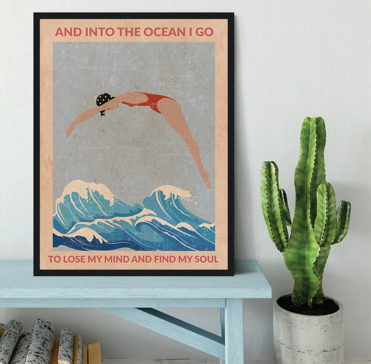 Into the Ocean I Go red Framed Print - 1x - 2