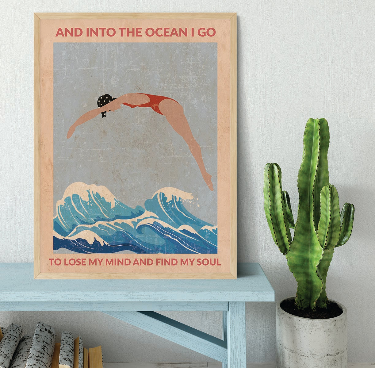 Into the Ocean I Go red Framed Print - 1x - 4