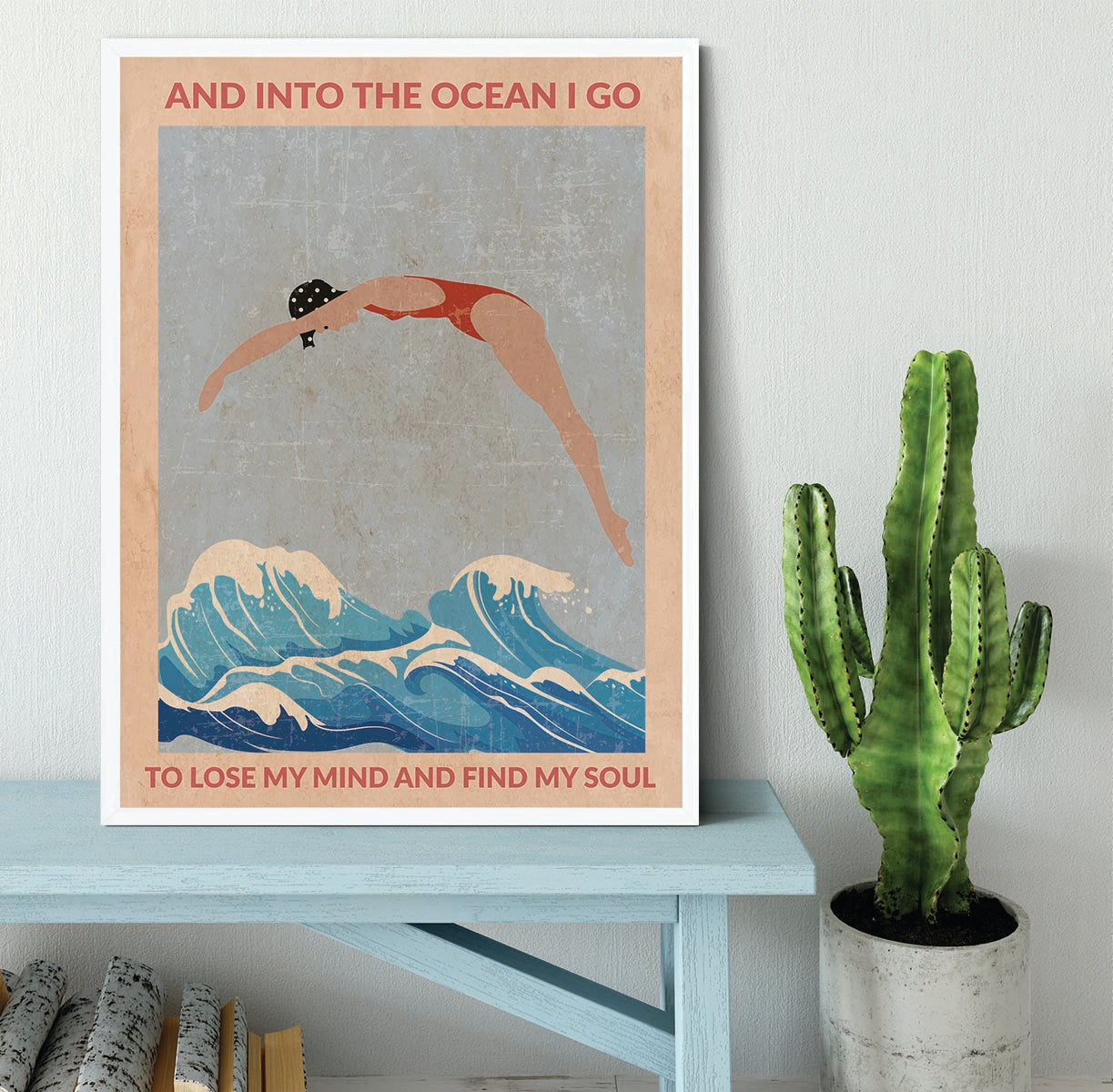 Into the Ocean I Go red Framed Print - 1x -6