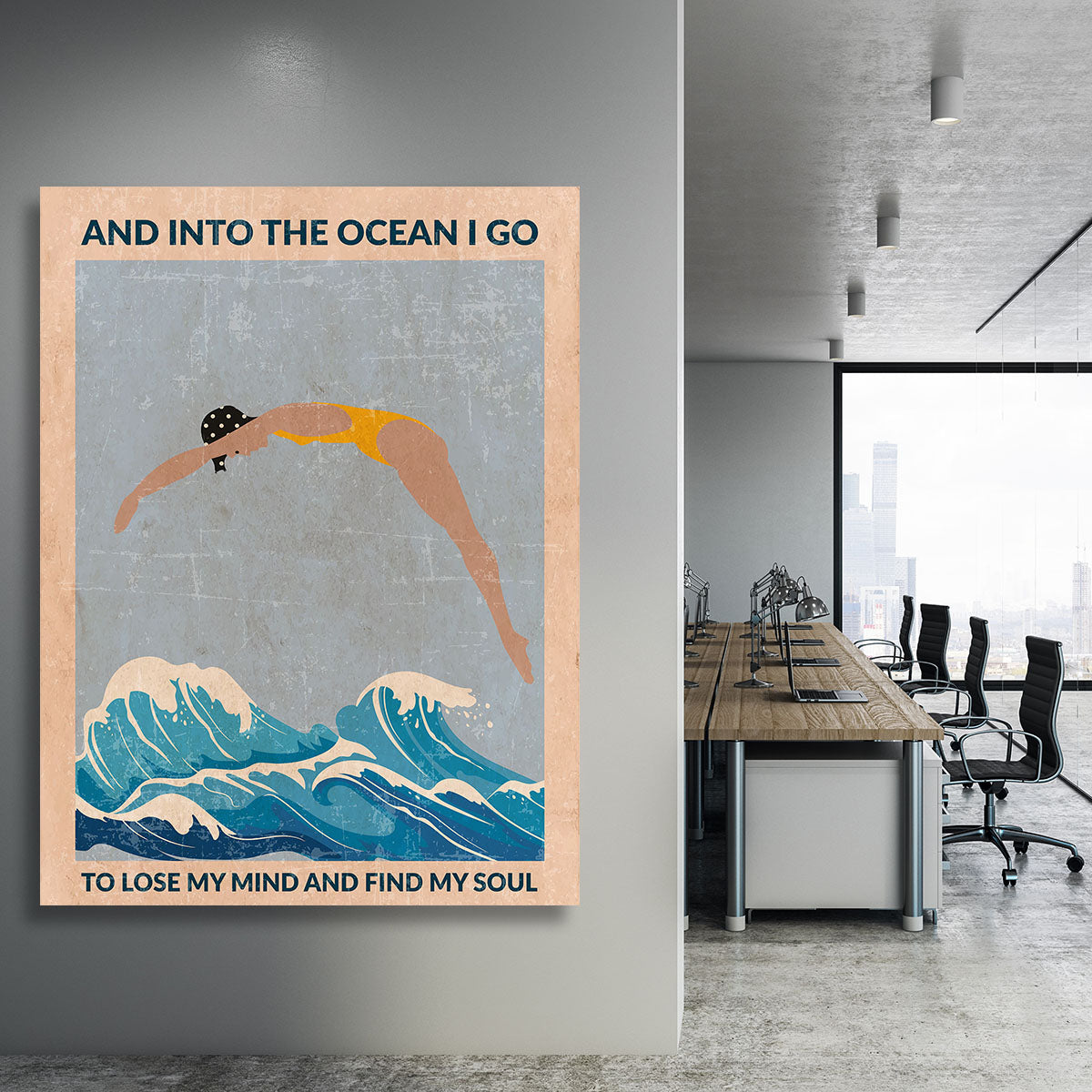 Into the Ocean blue Standard Wall Art Canvas Print or Poster - 1x - 3