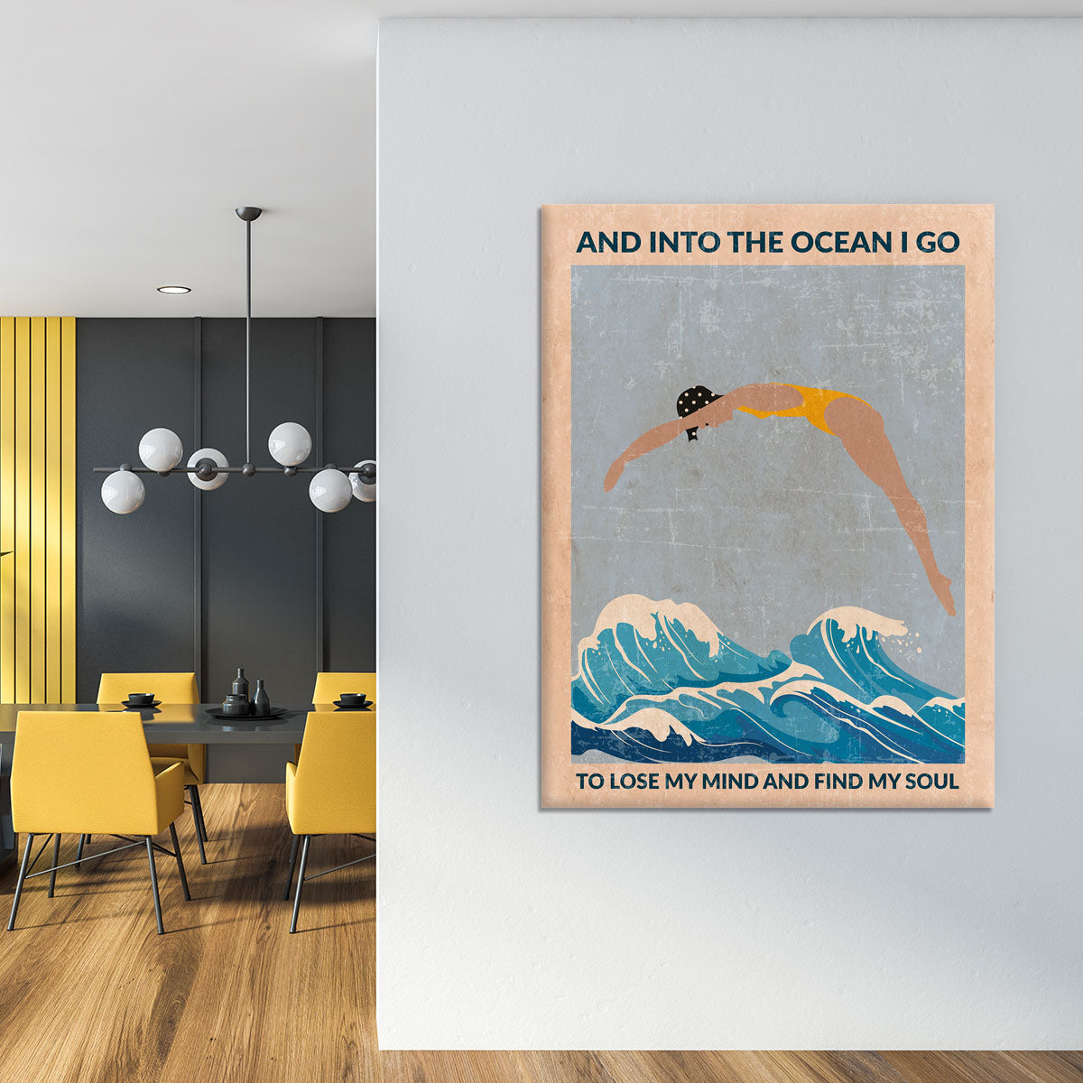 Into the Ocean blue Standard Wall Art Canvas Print or Poster - 1x - 4