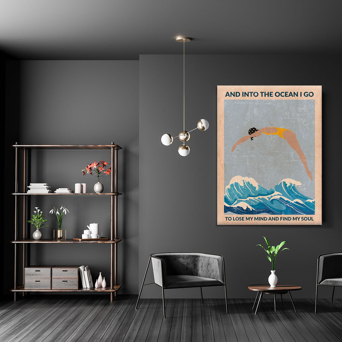 Into the Ocean blue Standard Wall Art Canvas Print or Poster - 1x - 5