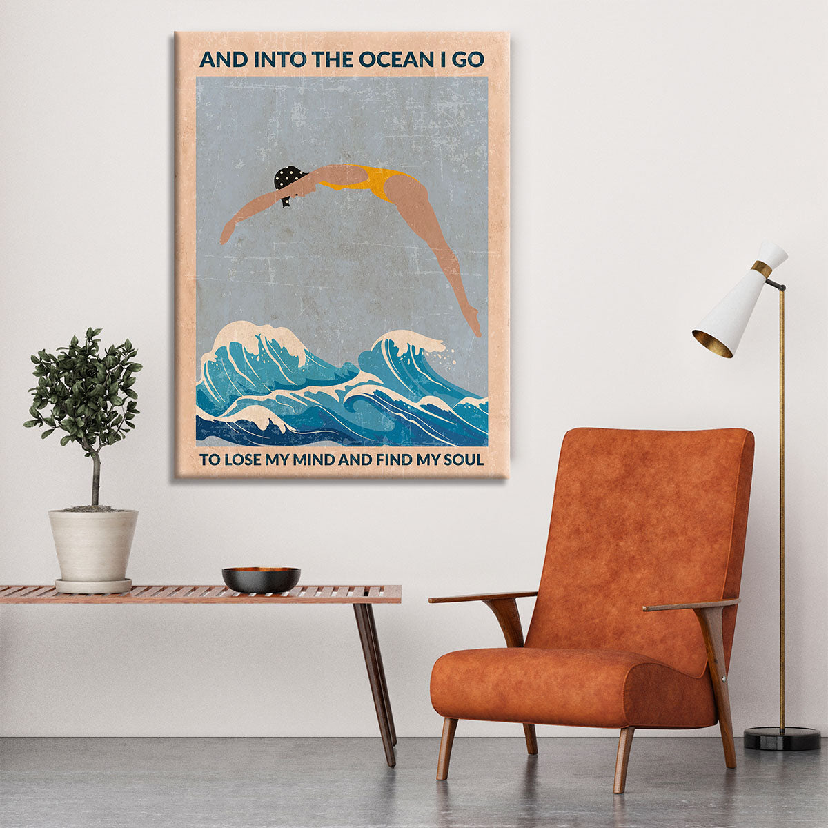 Into the Ocean blue Standard Wall Art Canvas Print or Poster - 1x - 6