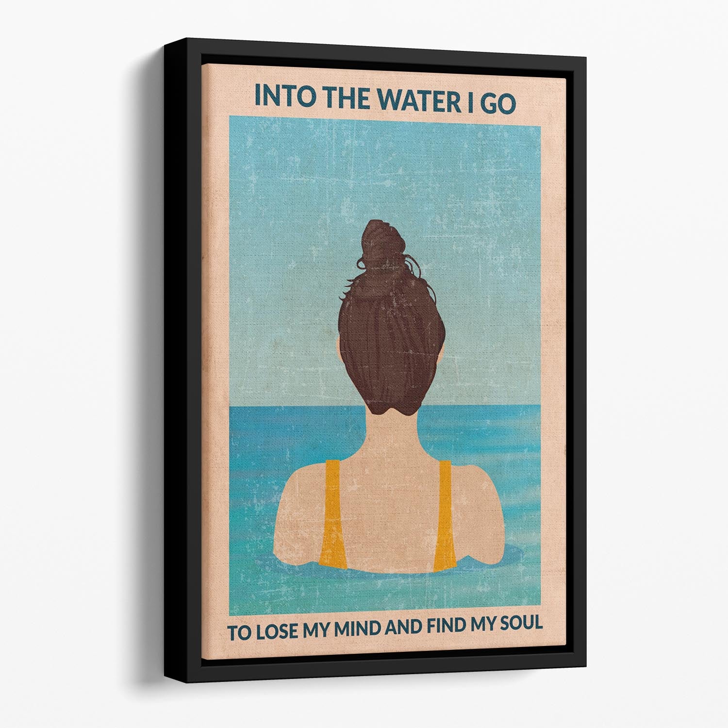 Into the Water brunette Floating Framed Canvas - 1x - 1