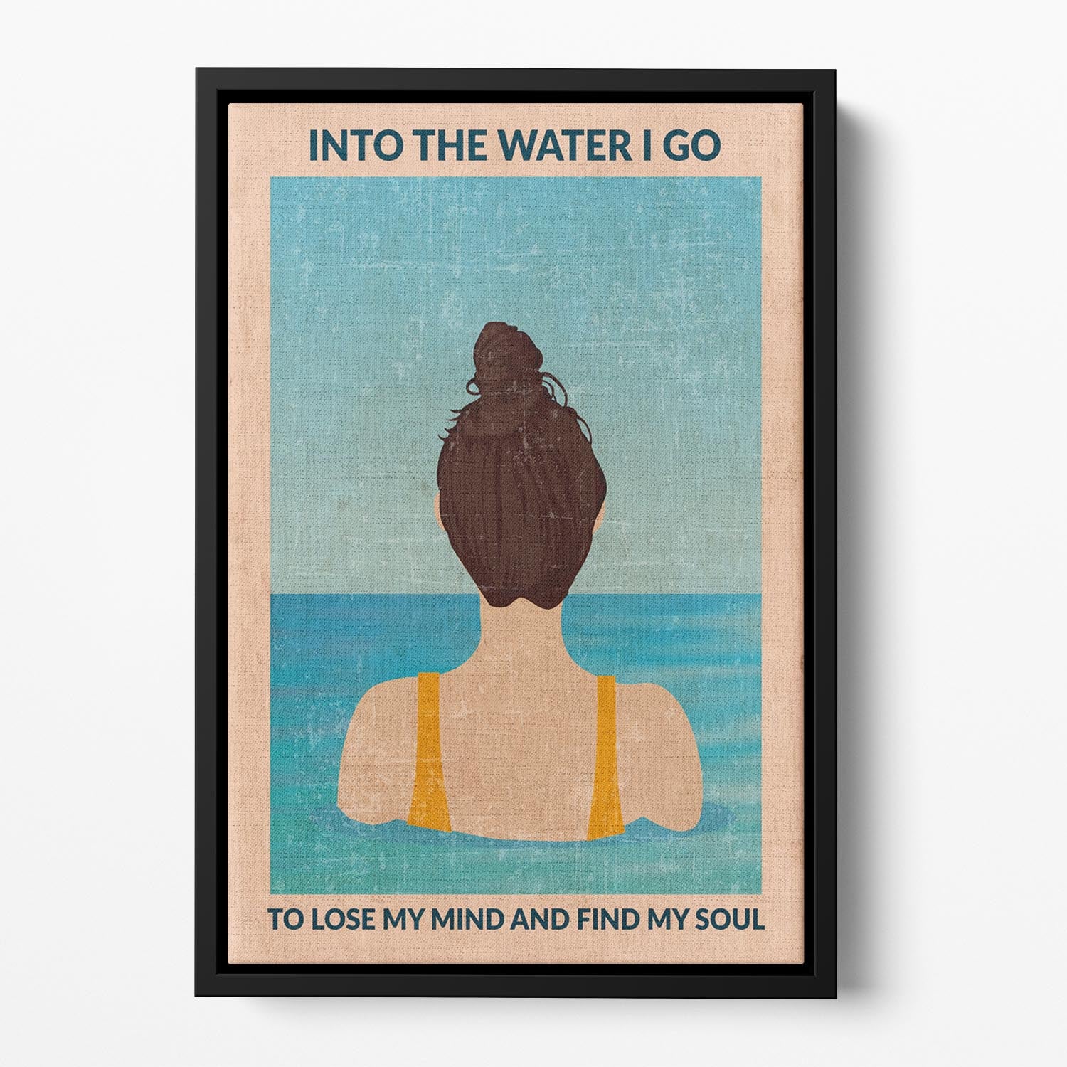 Into the Water brunette Floating Framed Canvas - 1x - 2