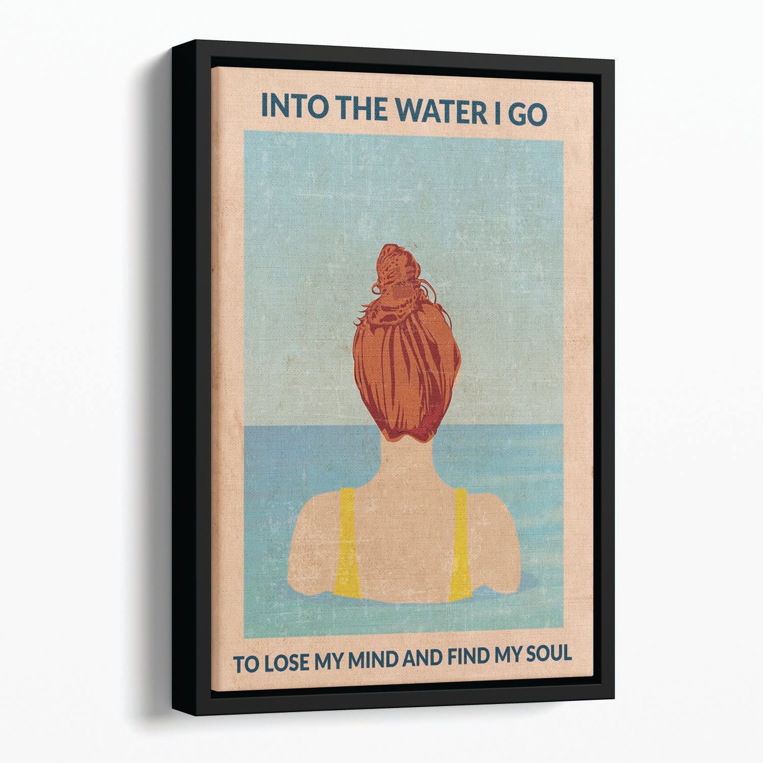 Into the Water redhead Floating Framed Canvas - 1x - 1
