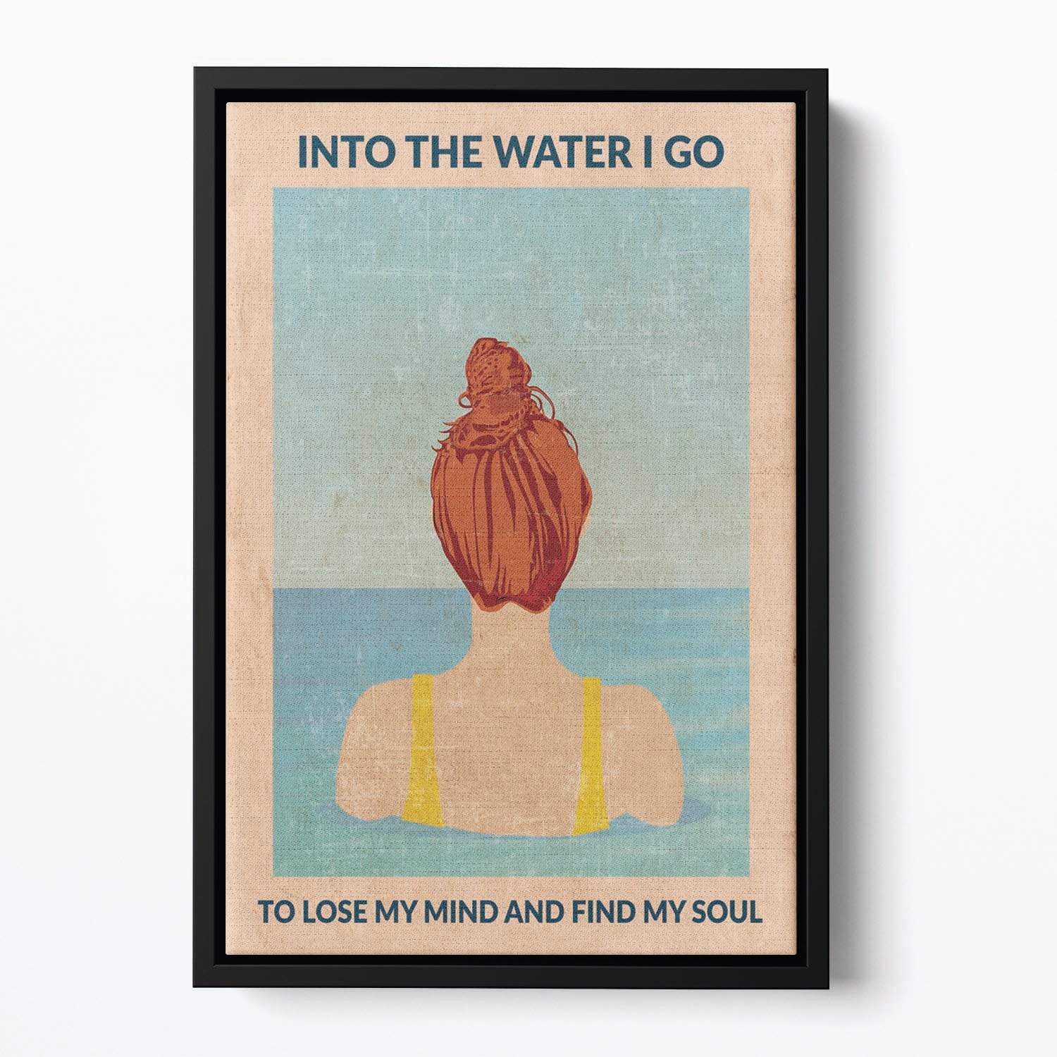 Into the Water redhead Floating Framed Canvas - 1x - 2