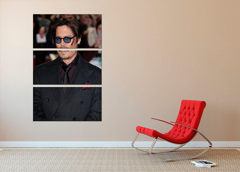 Johnny Depp in sunglasses 3 Split Panel Canvas Print - Canvas Art Rocks - 2