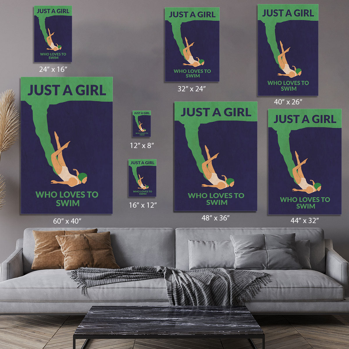 Just a Girl Who Loves To Swim Canvas Print or Poster - 1x - 7