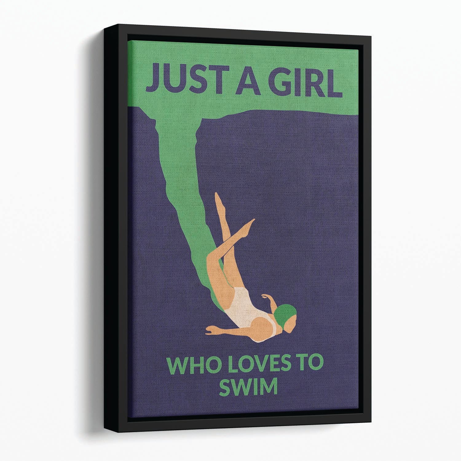 Just a Girl Who Loves To Swim Floating Framed Canvas - 1x - 1