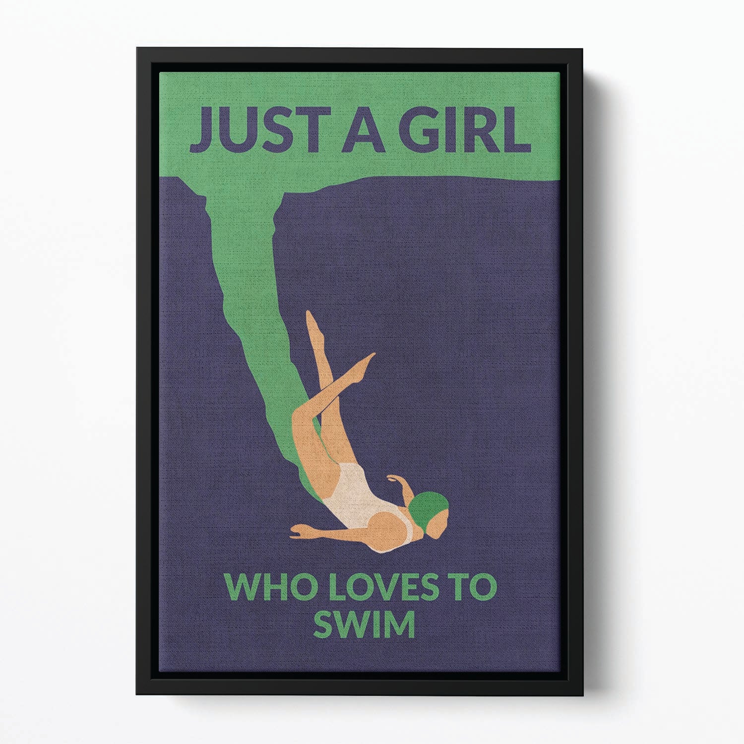 Just a Girl Who Loves To Swim Floating Framed Canvas - 1x - 2