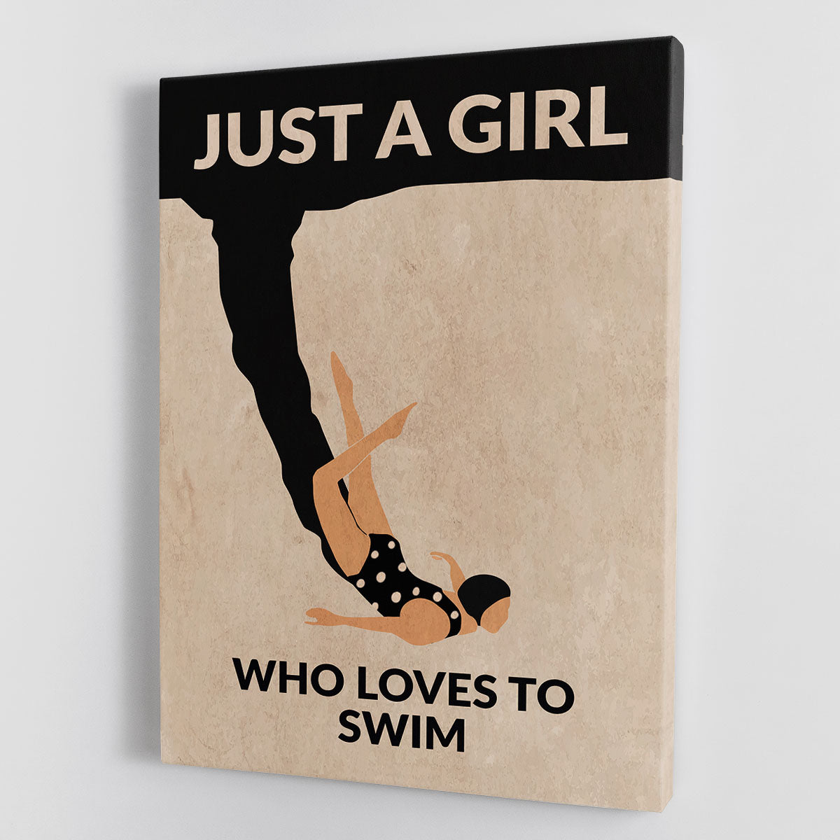 Just a Girl Who Loves To Swim black Canvas Print or Poster - 1x - 1