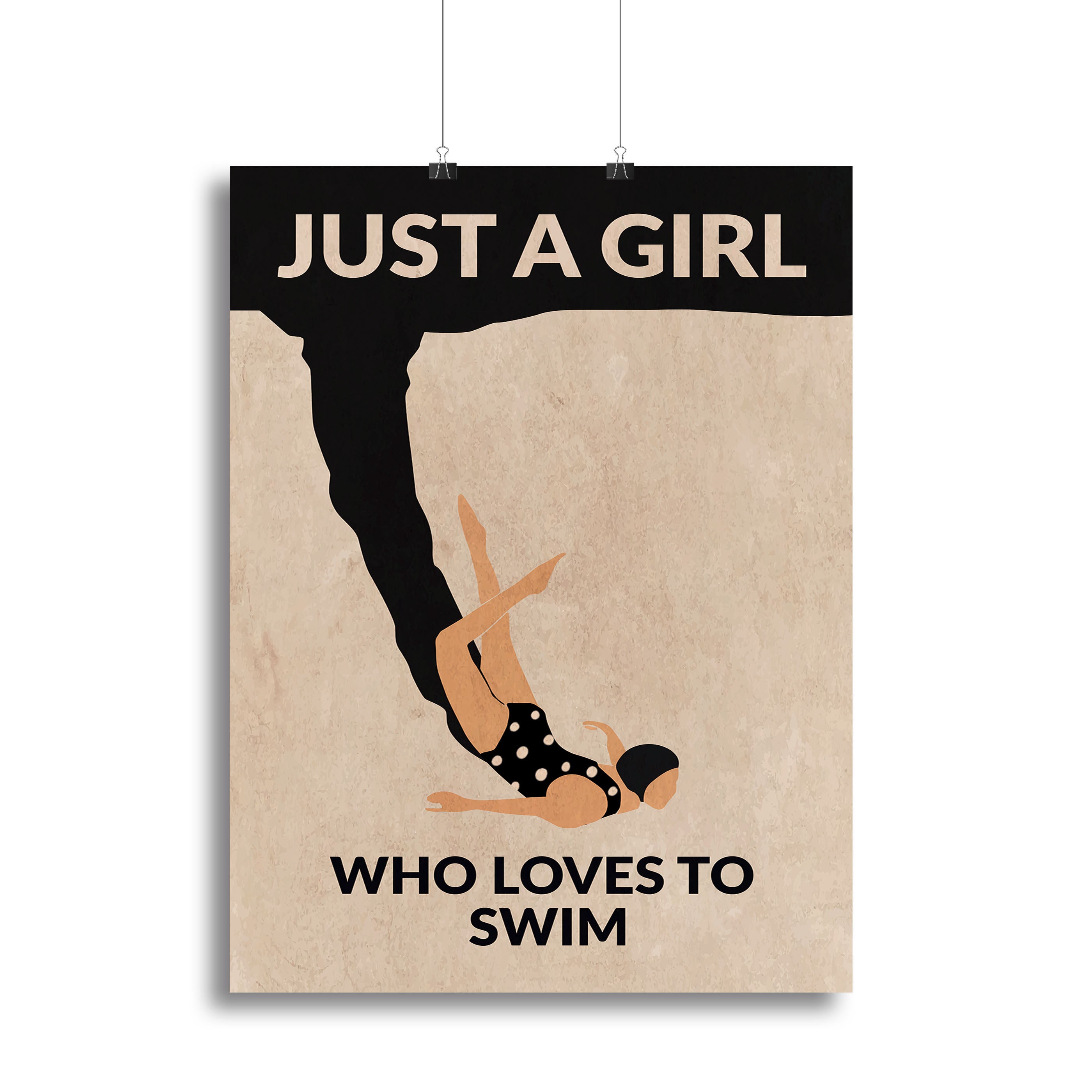 Just a Girl Who Loves To Swim black Canvas Print or Poster - 1x - 2