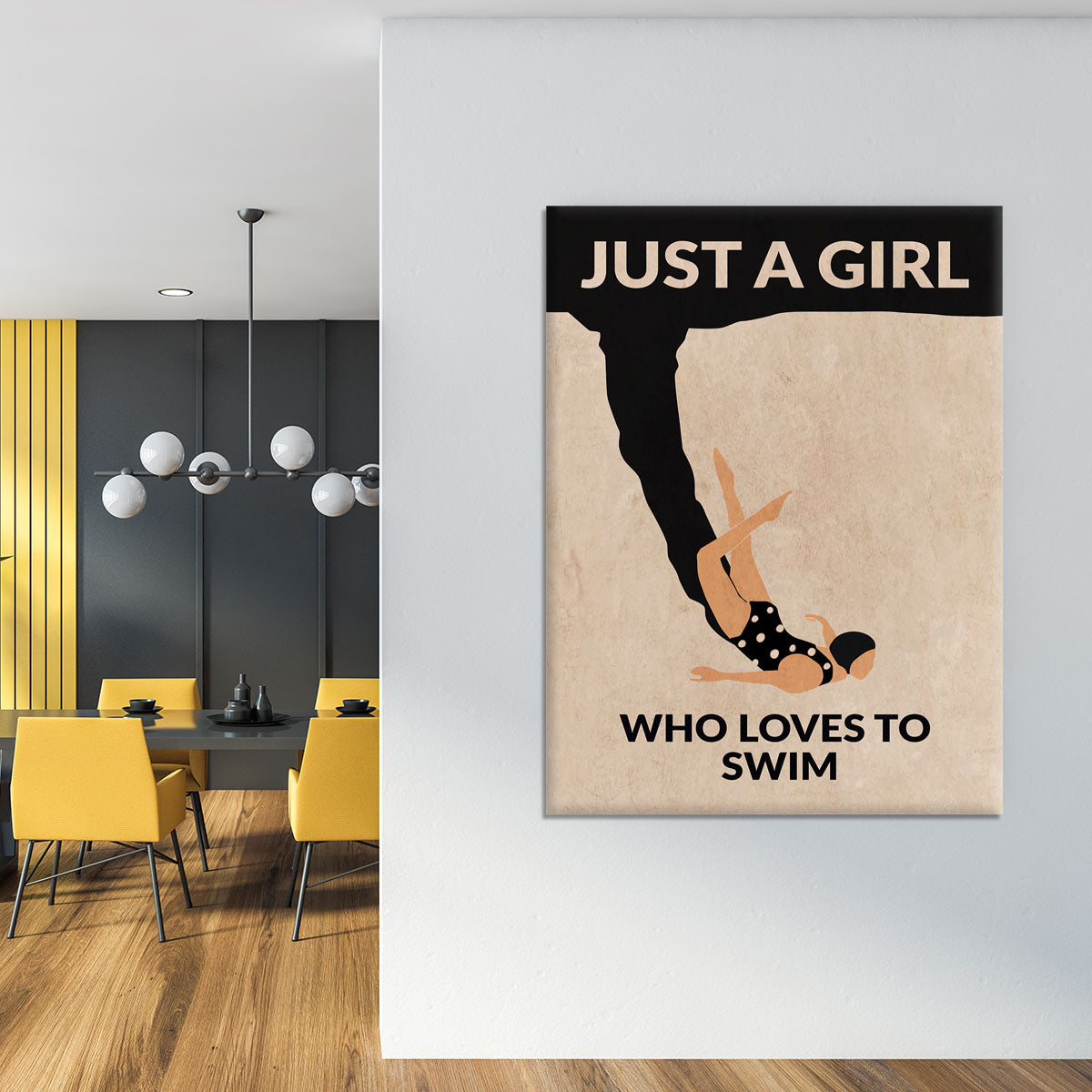 Just a Girl Who Loves To Swim black Canvas Print or Poster - 1x - 4