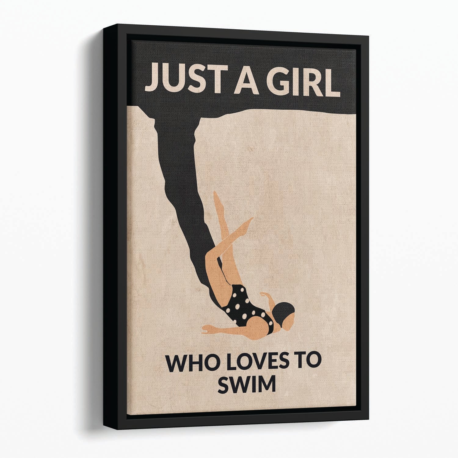 Just a Girl Who Loves To Swim black Floating Framed Canvas - 1x - 1