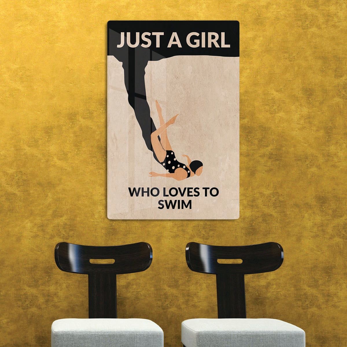 Just a Girl Who Loves To Swim black Acrylic Block - 1x - 2