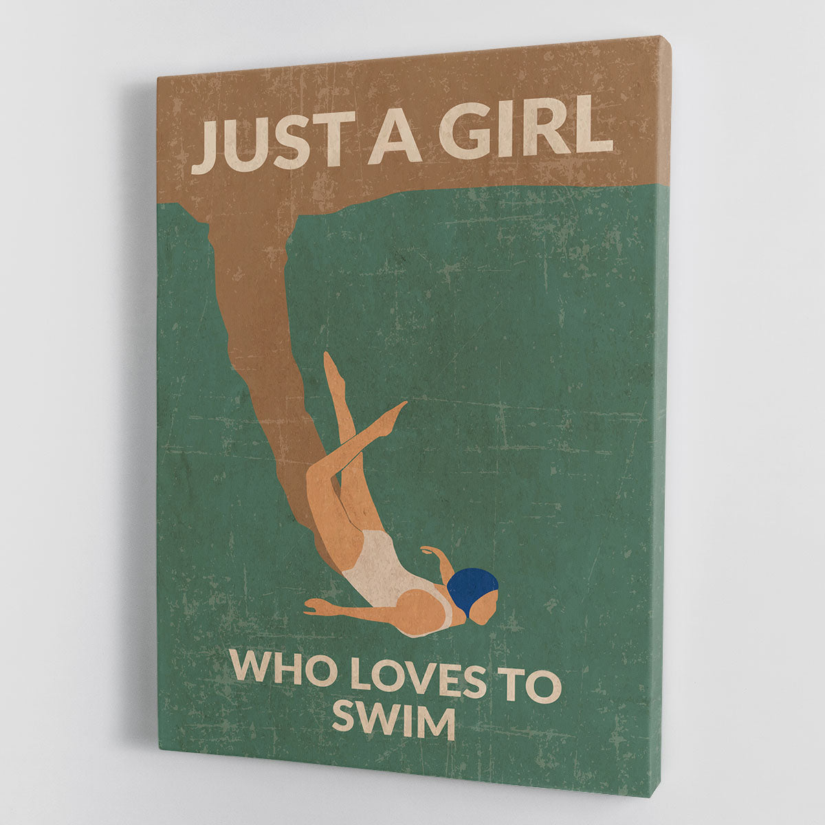 Just a Girl Who Loves To Swim green Canvas Print or Poster - 1x - 1