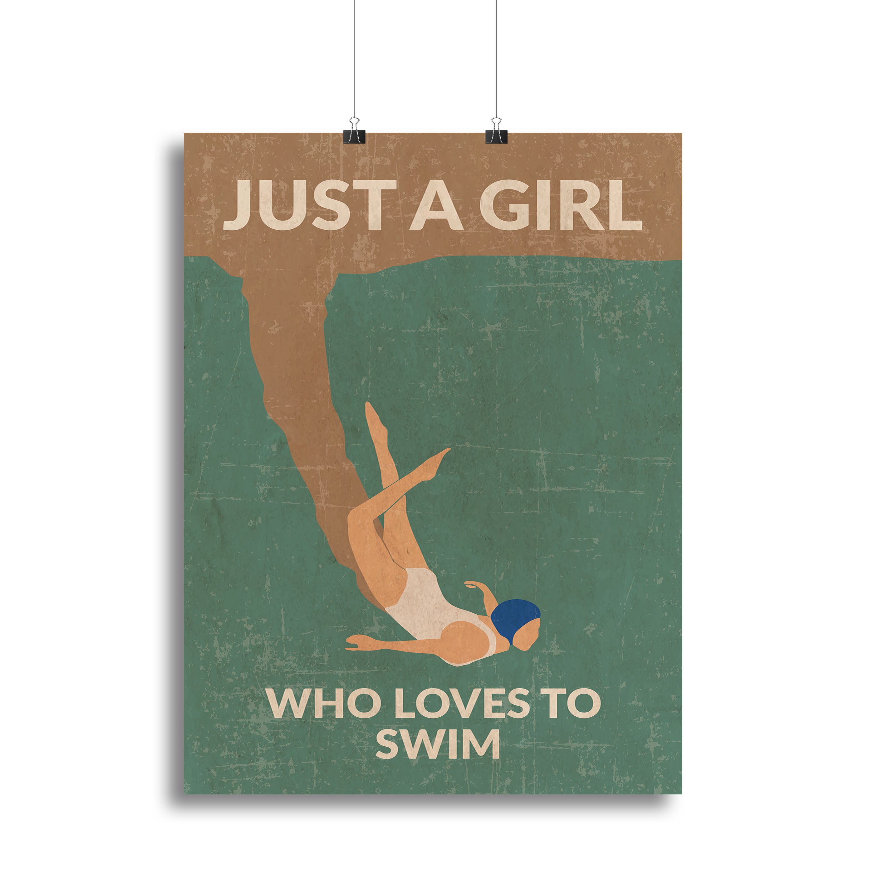 Just a Girl Who Loves To Swim green Canvas Print or Poster - 1x - 2