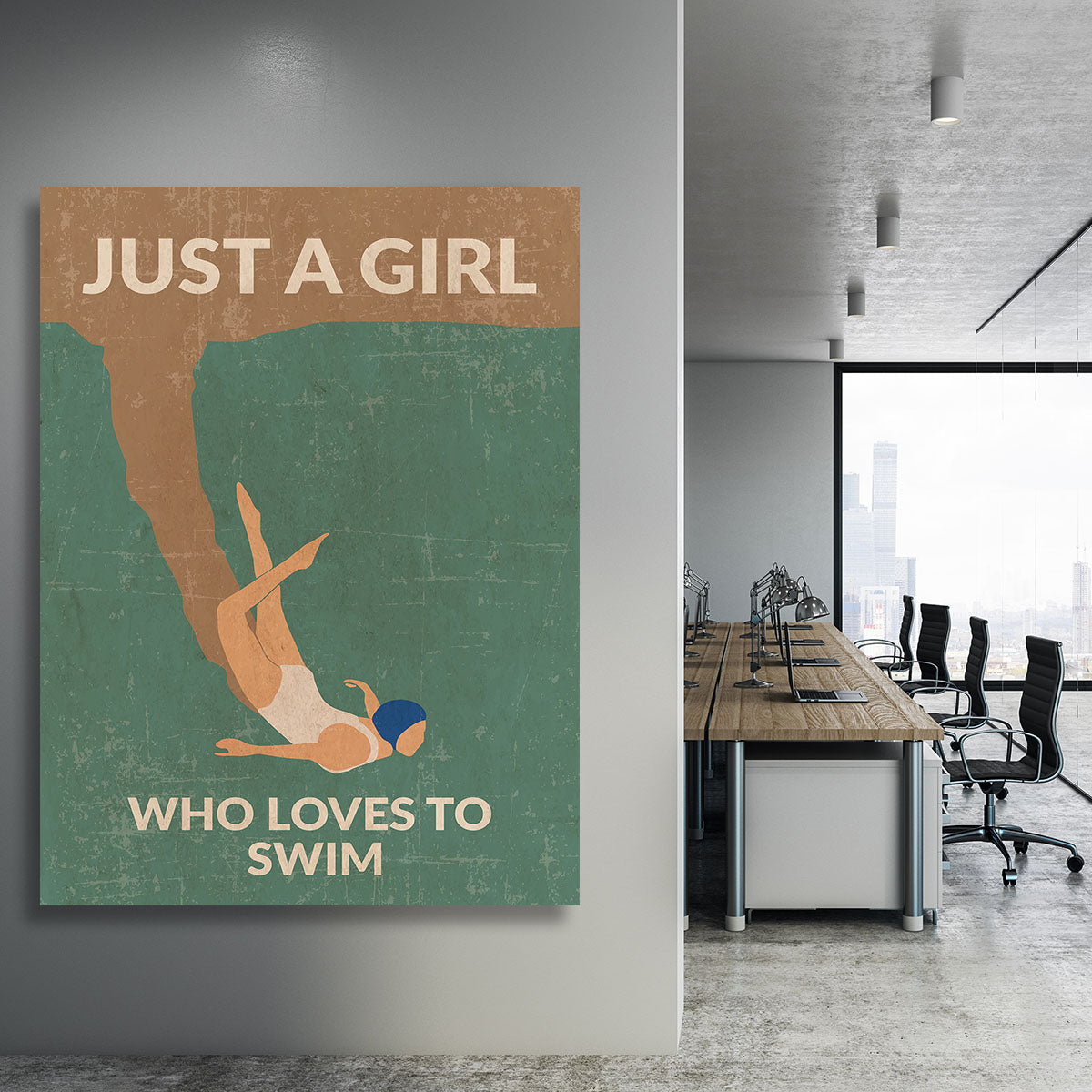 Just a Girl Who Loves To Swim green Canvas Print or Poster - 1x - 3