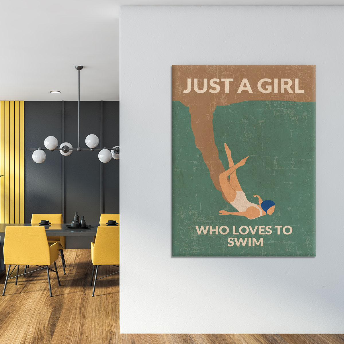 Just a Girl Who Loves To Swim green Canvas Print or Poster - 1x - 4