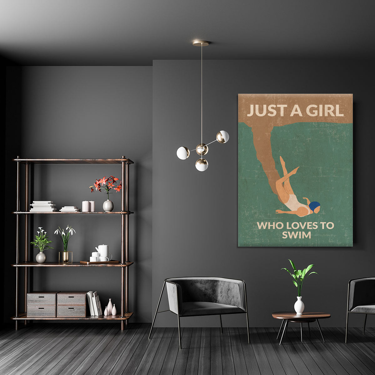 Just a Girl Who Loves To Swim green Canvas Print or Poster - 1x - 5