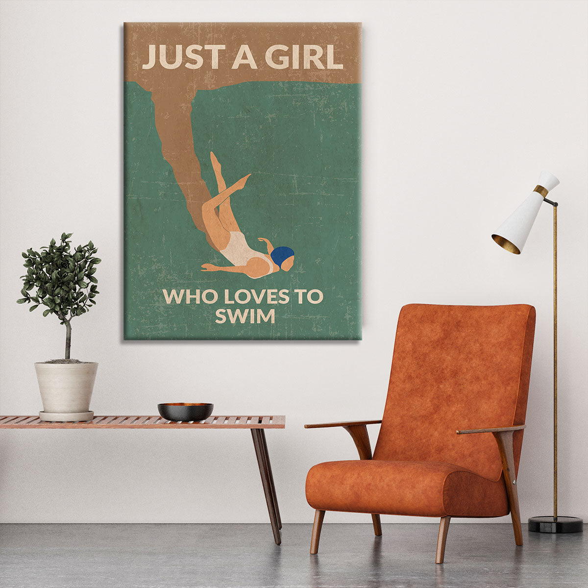 Just a Girl Who Loves To Swim green Canvas Print or Poster - 1x - 6