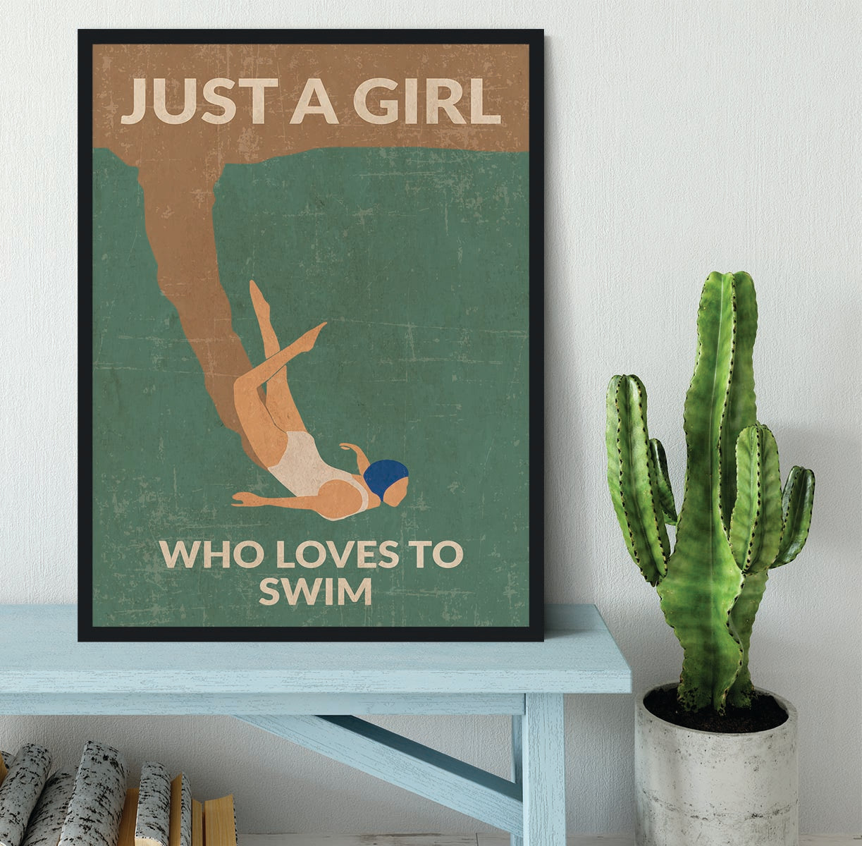 Just a Girl Who Loves To Swim green Framed Print - 1x - 2