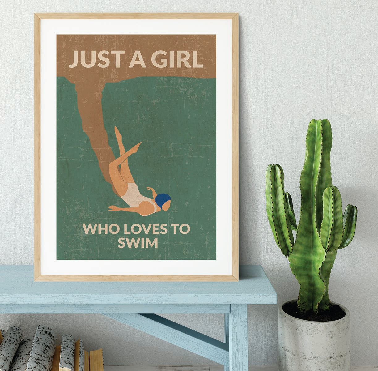 Just a Girl Who Loves To Swim green Framed Print - 1x - 3