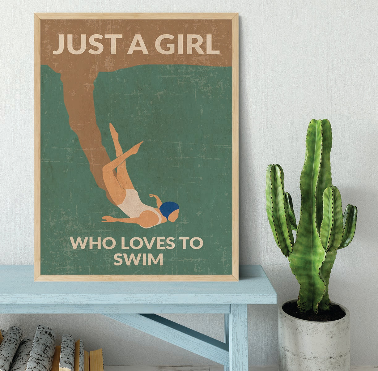 Just a Girl Who Loves To Swim green Framed Print - 1x - 4