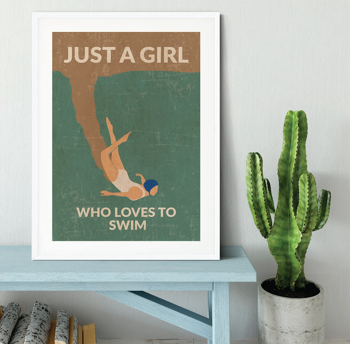 Just a Girl Who Loves To Swim green Framed Print - 1x - 5