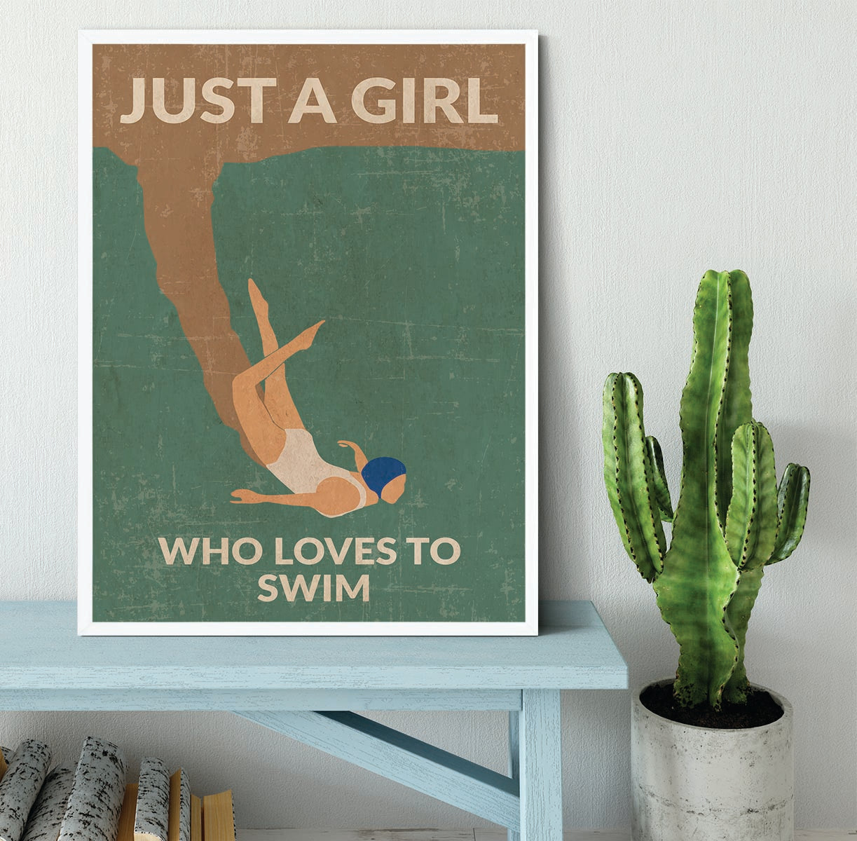 Just a Girl Who Loves To Swim green Framed Print - 1x -6