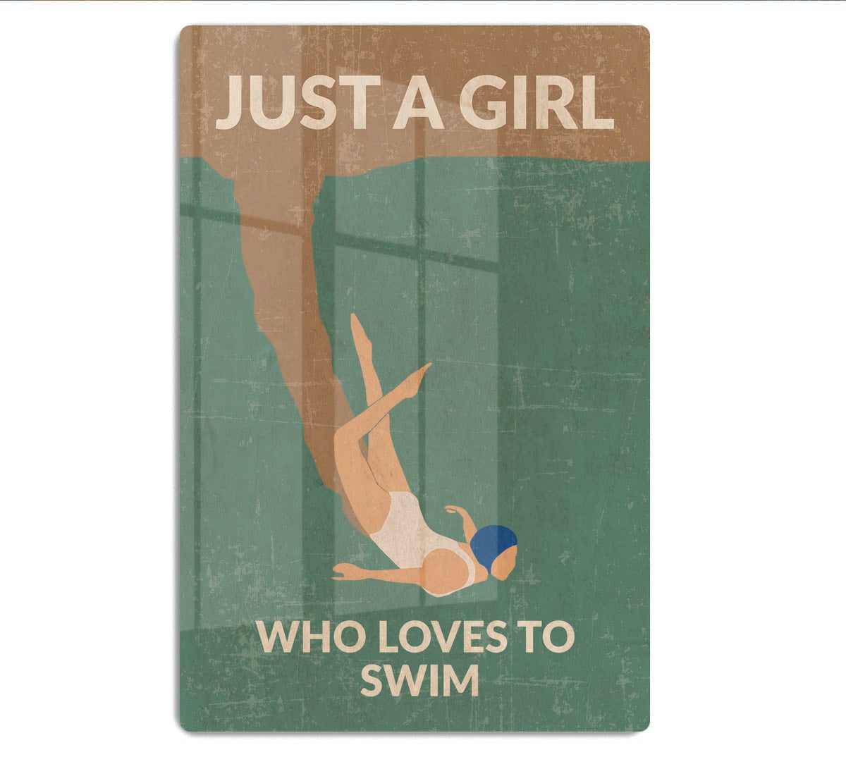 Just a Girl Who Loves To Swim green Acrylic Block - 1x - 1