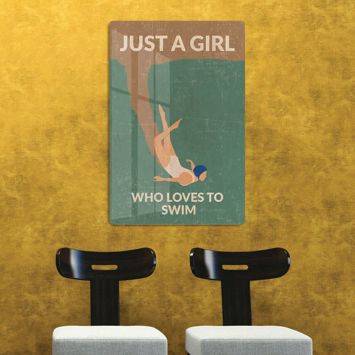Just a Girl Who Loves To Swim green Acrylic Block - 1x - 2
