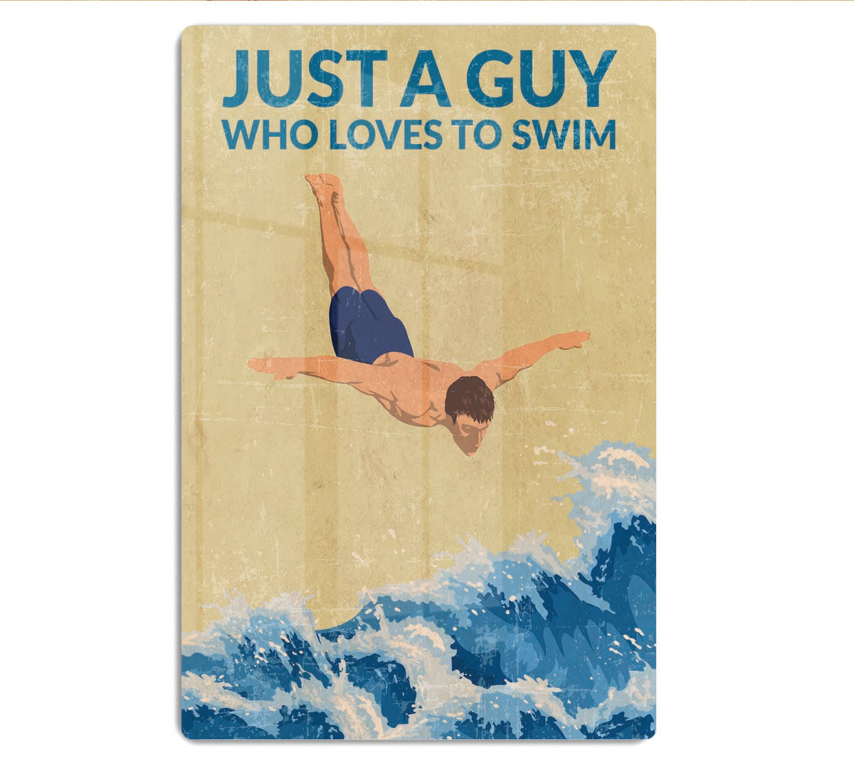 Just a Guy Who Loves To Swim blue Acrylic Block - 1x - 1