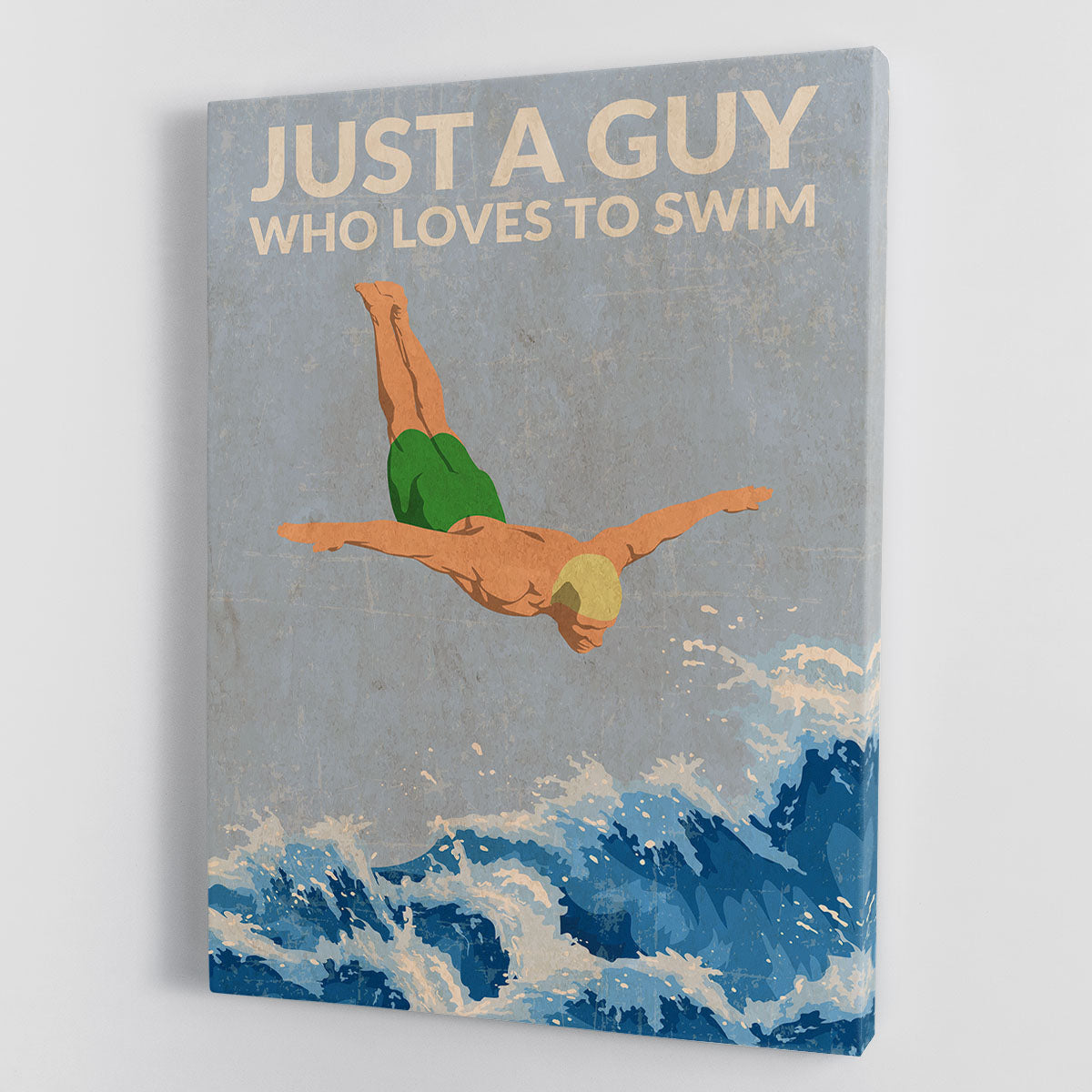 Just a Guy Who Loves To Swim green Canvas Print or Poster - 1x - 1