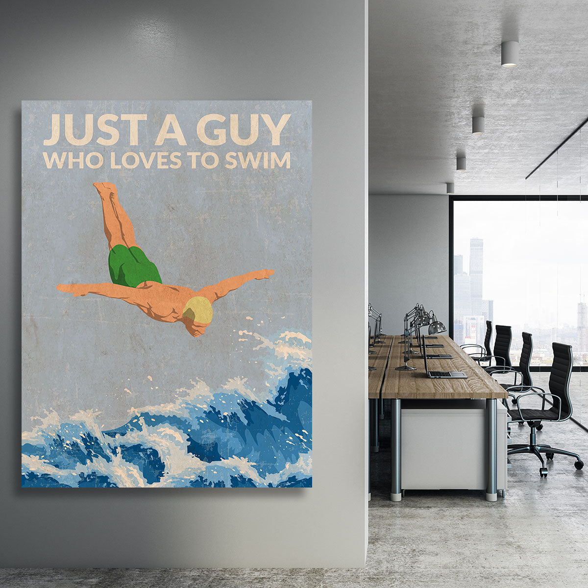 Just a Guy Who Loves To Swim green Canvas Print or Poster - 1x - 3