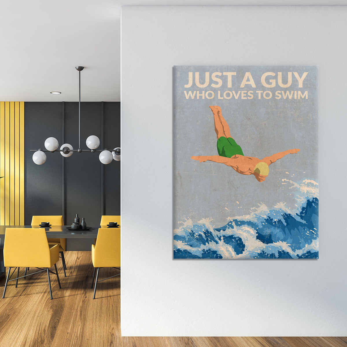 Just a Guy Who Loves To Swim green Canvas Print or Poster - 1x - 4