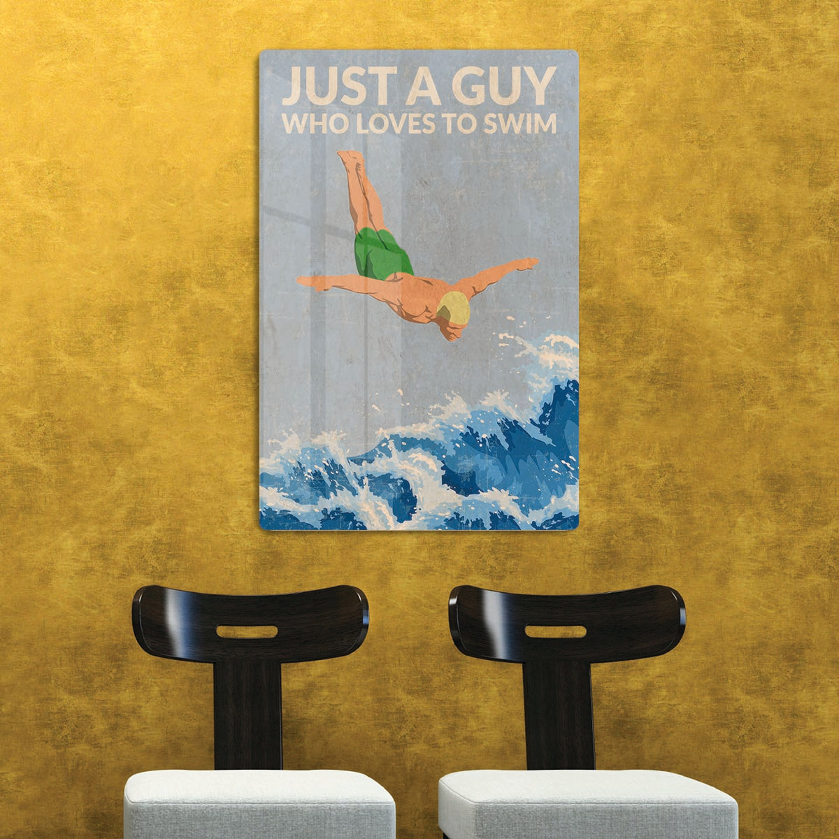 Just a Guy Who Loves To Swim green Acrylic Block - 1x - 2