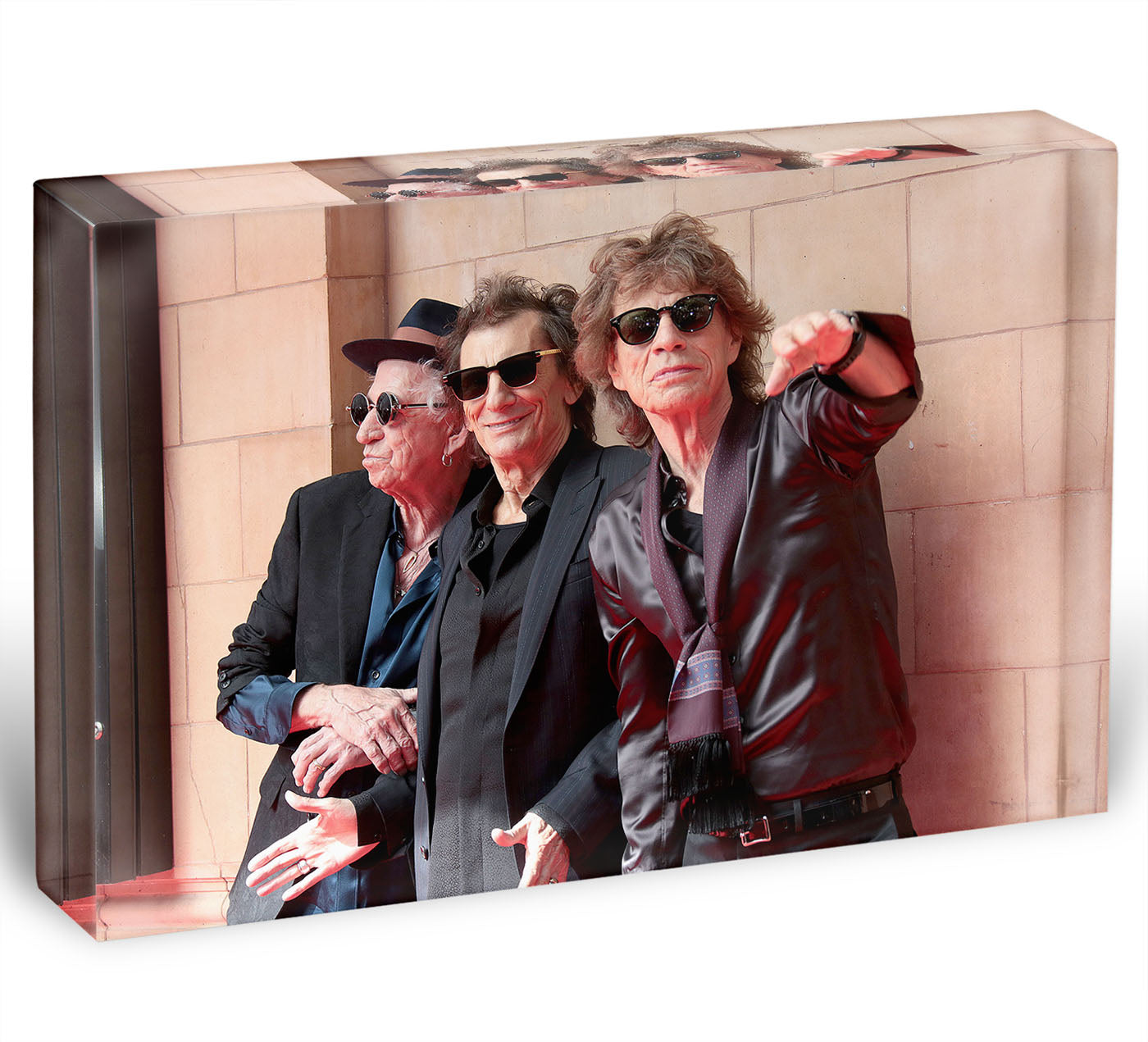 Keith Richards Ronnie Wood and Mick Jagger Hackney Diamonds launch event Acrylic Block - Canvas Art Rocks - 1