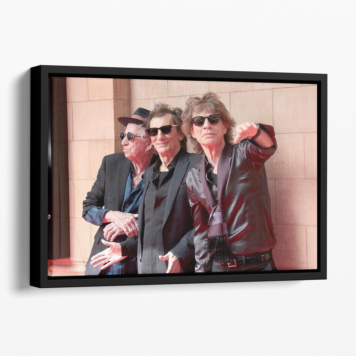 Keith Richards Ronnie Wood and Mick Jagger Hackney Diamonds launch event Floating Framed Canvas - Canvas Art Rocks - 1