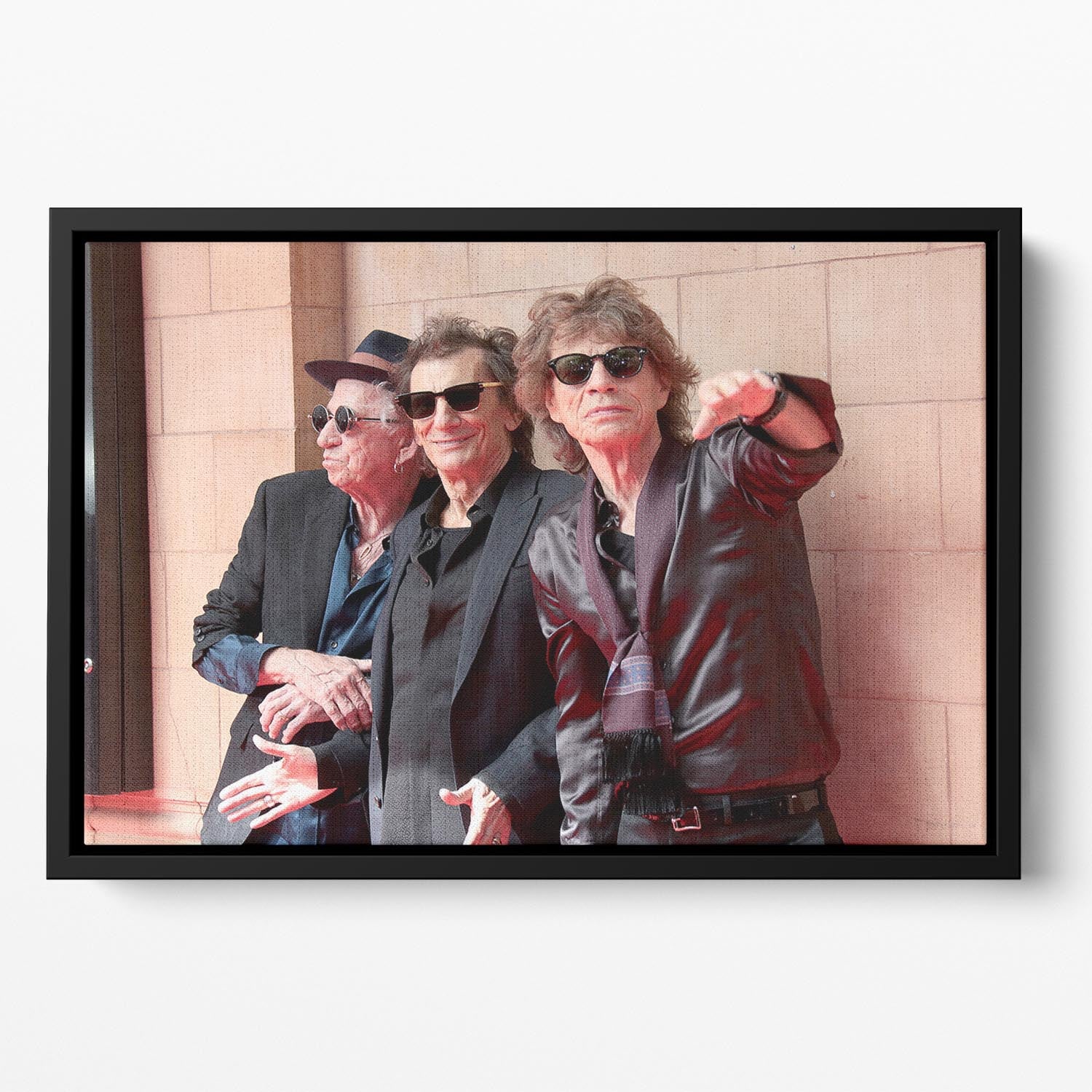 Keith Richards Ronnie Wood and Mick Jagger Hackney Diamonds launch event Floating Framed Canvas - Canvas Art Rocks - 2